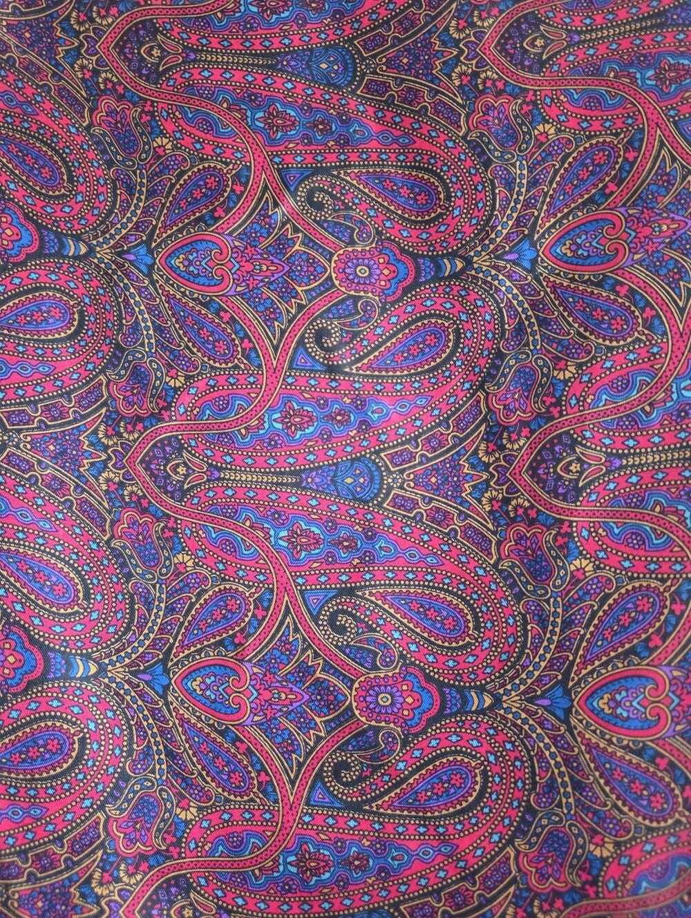 Vintage Neiman Marcus Silk Scarf Paisley Square Pink Blue Black 19